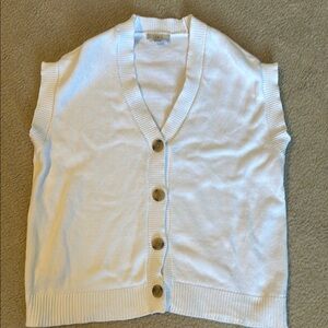 White Button-Up Women's Sweater Loft Medium